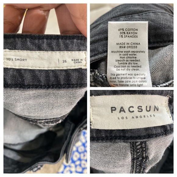 PACSUN 70's black high waist jean shorts sz 24 - Picture 5 of 9